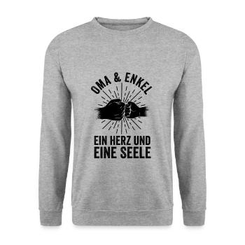Grand-mère Petit-fils Mamie - Sweat-shirt Unisexe - gris chiné - Devant - Alina (178cm) & Michal (187cm)