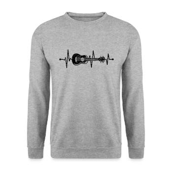 Hawaii Ukulele Guitar Heartbeat Uke Music - Unisex Sweatshirt - salt & pepper - Front - Alina (178cm) & Michal (187cm)