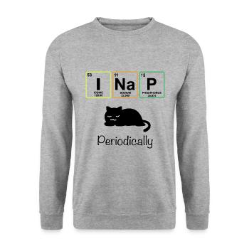 I Nap Cat Periodic Table Teacher T Shirt Gift - Unisex Sweatshirt - salt & pepper - Front - Alina (178cm) & Michal (187cm)