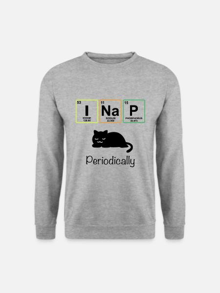 I Nap Katze Periodensystem Lehrer T Shirt Geschenk - Unisex Pullover - Weißgrau meliert