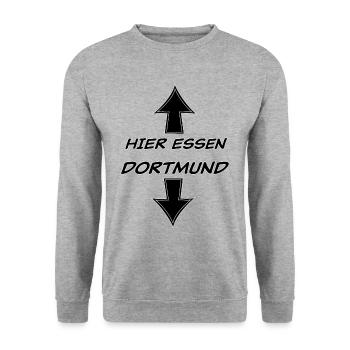 Hier Essen Dortmund - Unisex Pullover - Weißgrau meliert - Vorne - Alina (178cm) & Michal (187cm)
