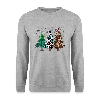 Christmas trees, Leopard Christmas Trees, Winter - Unisex Sweatshirt - salt & pepper - Front - Alina (178cm) & Michal (187cm)