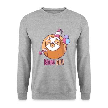 Birthday Boy Sloth - Unisex Sweatshirt - salt & pepper - Front - Alina (178cm) & Michal (187cm)