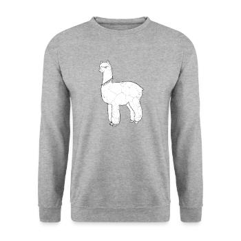 Lama, Lama-Liebhaber - Unisex Pullover - Weißgrau meliert - Vorne - Alina (178cm) & Michal (187cm)