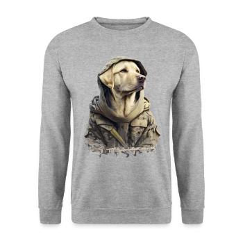 Labrador as a soldier - Unisex Sweatshirt - salt & pepper - Front - Alina (178cm) & Michal (187cm)