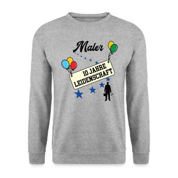 Maler Jubiläum 10 Jahre 10. jähriges bester 10th - Unisex Pullover - Weißgrau meliert - Vorne - Alina (178cm) & Michal (187cm)