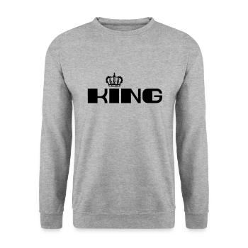 King Couronne partenaire look homme homme - Sweat-shirt Unisexe - gris chiné - Devant - Alina (178cm) & Michal (187cm)