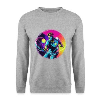 Tennis - Unisex Pullover - Weißgrau meliert - Vorne - Alina (178cm) & Michal (187cm)