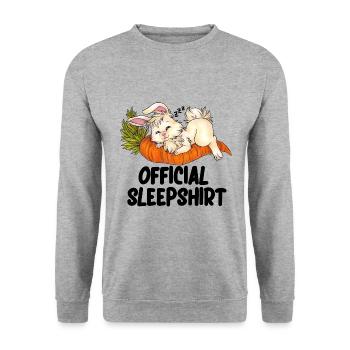 Schlafshirt Schlafen Niedlich Hase Chibi Kaninchen - Unisex Pullover - Weißgrau meliert - Vorne - Alina (178cm) & Michal (187cm)