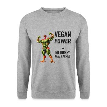 Vegan Power Turkey - Unisex Sweatshirt - salt & pepper - Front - Alina (178cm) & Michal (187cm)