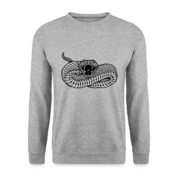 Schlange - Schwarz - Unisex Pullover - Weißgrau meliert - Vorne - Alina (178cm) & Michal (187cm)