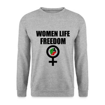 Women life freedom - Sweat-shirt Unisexe - gris chiné - Devant - Alina (178cm) & Michal (187cm)