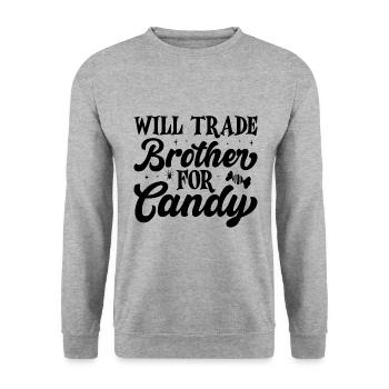 Will Trade Brother For Candy Halloween - Unisex Pullover - Weißgrau meliert - Vorne - Alina (178cm) & Michal (187cm)