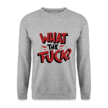 What the fuck? - Unisex Pullover - Weißgrau meliert - Vorne - Alina (178cm) & Michal (187cm)