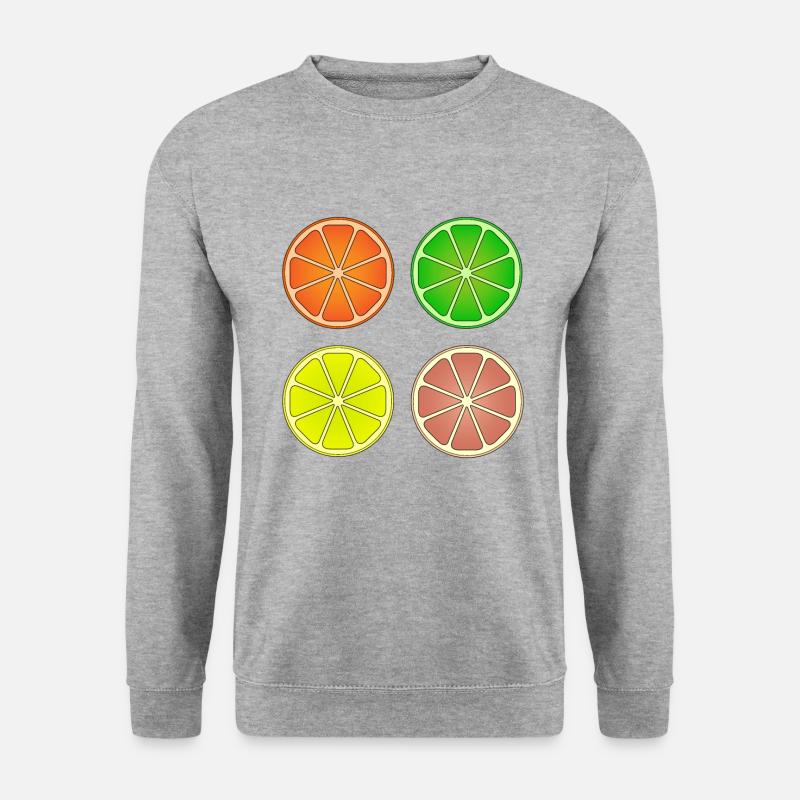 Zitrusfrüchte Satsuma Limette Zitrone Grapefruit - Unisex Pullover - Weißgrau meliert