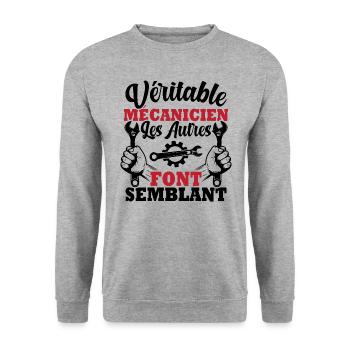 Véritable mécanicien les autres font semblant - Sweat-shirt Unisexe - gris chiné - Devant - Alina (178cm) & Michal (187cm)