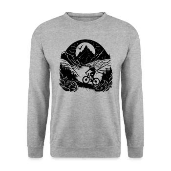 mountain bike, bicycle, bike, cyclist, mountains - Unisex Sweatshirt - salt & pepper - Front - Alina (178cm) & Michal (187cm)