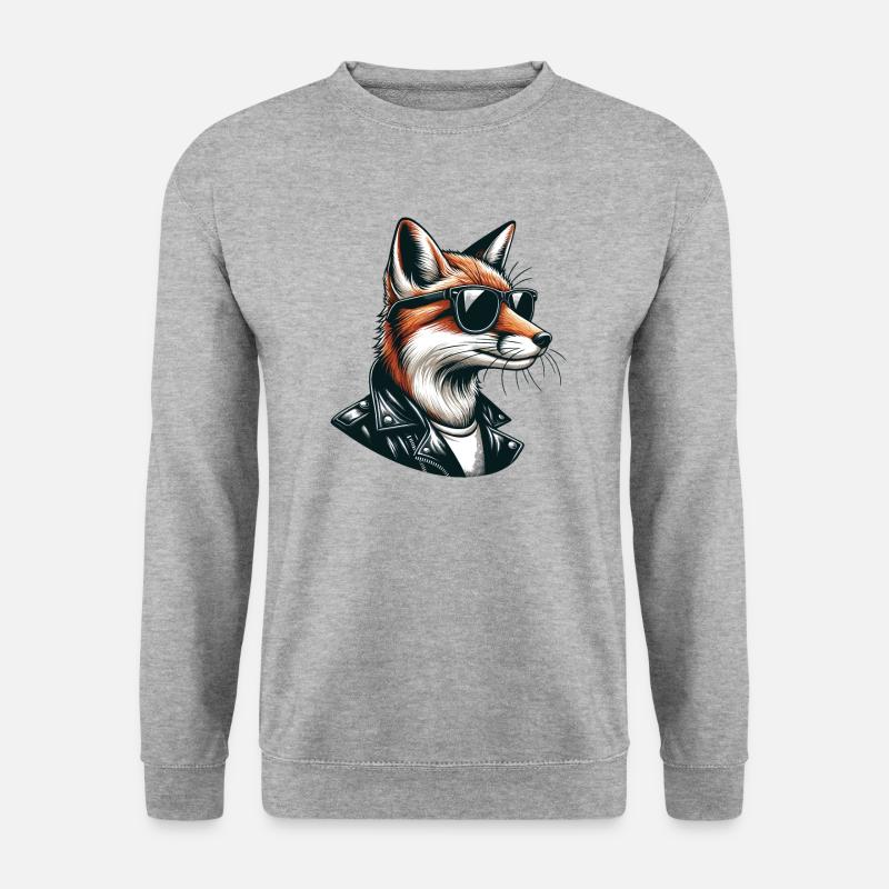 Cool city fox with leather jacket and sunglasses - Unisex Sweatshirt - salt & pepper