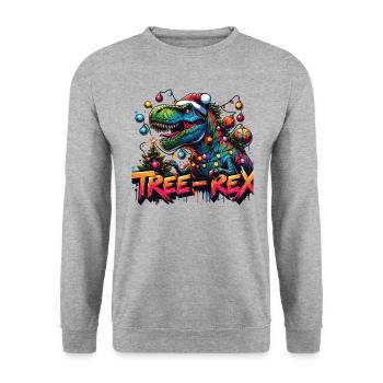 Tree Rex Decorated Dino Rocks Christmas - Unisex Sweatshirt - salt & pepper - Front - Alina (178cm) & Michal (187cm)