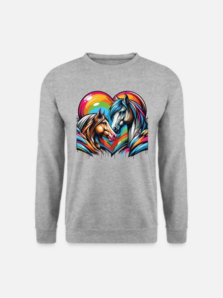 Pferdeliebe verliebte Pferde Herz Graffiti Style - Unisex Pullover - Weißgrau meliert