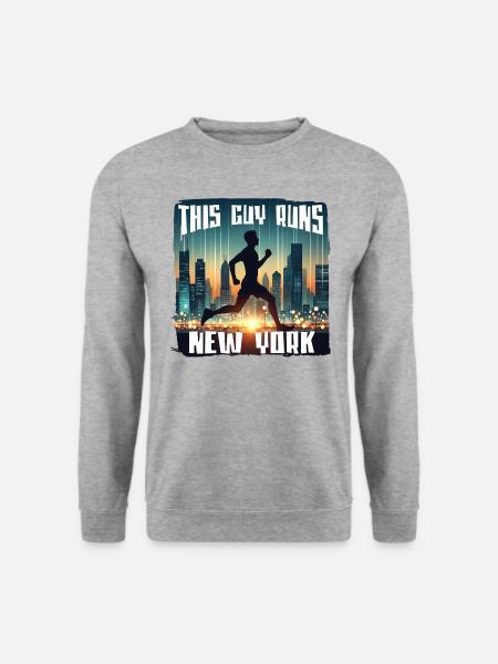 This guy runs Laufshirt - Unisex Pullover - Weißgrau meliert
