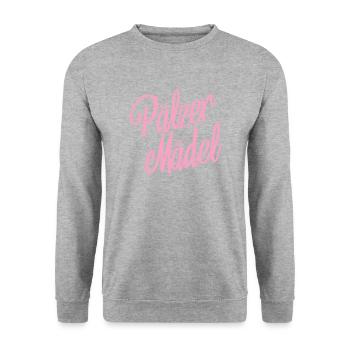 Pälzer Mädel Pfälzerin Pfalz Heimat Liebe Dialekt - Unisex Pullover - Weißgrau meliert - Vorne - Alina (178cm) & Michal (187cm)