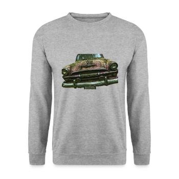 Old Car - Unisex Pullover - Weißgrau meliert - Vorne - Alina (178cm) & Michal (187cm)