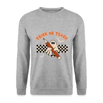 Trick or Teach - Unisex Sweatshirt - salt & pepper - Front - Alina (178cm) & Michal (187cm)
