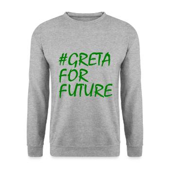 greta for future - Unisex Pullover - Weißgrau meliert - Vorne - Alina (178cm) & Michal (187cm)