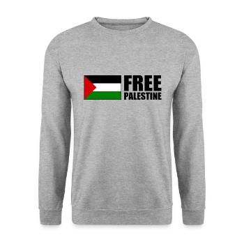 Free palestine - Unisex Pullover - Weißgrau meliert - Vorne - Alina (178cm) & Michal (187cm)