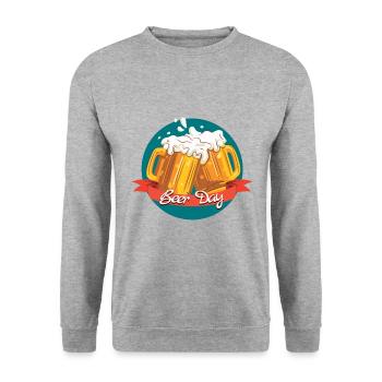 Beer Day - Tag des Bieres - Unisex Pullover - Weißgrau meliert - Vorne - Alina (178cm) & Michal (187cm)