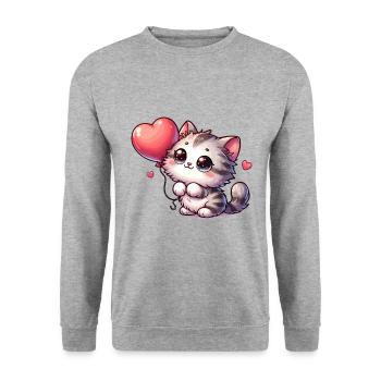 Chat Ballon Animaux - Sweat-shirt Unisexe - gris chiné - Devant - Alina (178cm) & Michal (187cm)