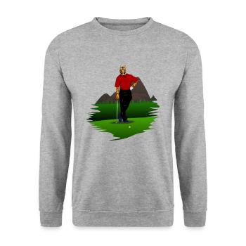 Tiger in the woods plays golf with racket gift - Unisex Sweatshirt - salt & pepper - Front - Alina (178cm) & Michal (187cm)