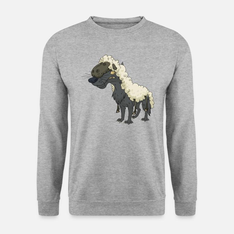 Lustiger Niedlicher Cooler Wolf Schaf - Unisex Pullover - Weißgrau meliert