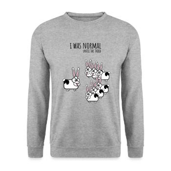 J'étais normale jusqu'au troisième lapin - Sweat-shirt Unisexe - gris chiné - Devant - Alina (178cm) & Michal (187cm)