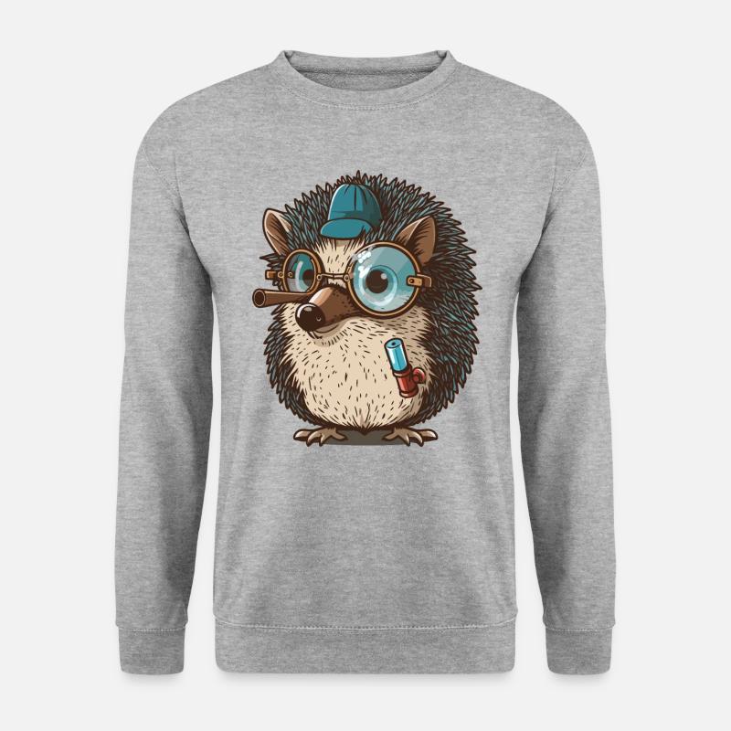 Monokel-Igel - Unisex Pullover - Weißgrau meliert