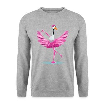 Ballerina Flaminga - Unisex Sweatshirt - salt & pepper - Front - Alina (178cm) & Michal (187cm)
