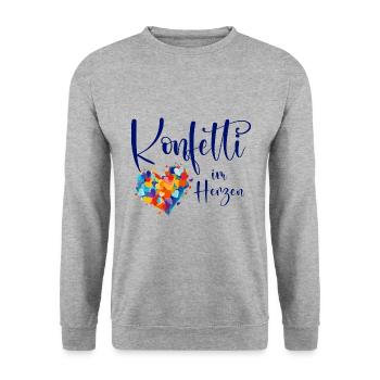 Köln Karneval Alaaf Jeck Party Konfetti Herz - Unisex Pullover - Weißgrau meliert - Vorne - Alina (178cm) & Michal (187cm)