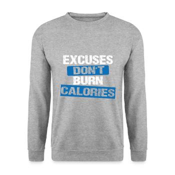 Excuses don't burn calories - Unisex Pullover - Weißgrau meliert - Vorne - Alina (178cm) & Michal (187cm)