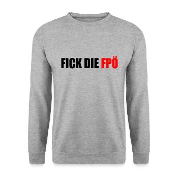 Fick die fpö - Unisex Pullover - Weißgrau meliert - Vorne - Alina (178cm) & Michal (187cm)