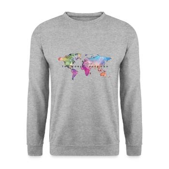 The World Loves You - Bright Shirts Edition - Unisex Pullover - Weißgrau meliert - Vorne - Alina (178cm) & Michal (187cm)