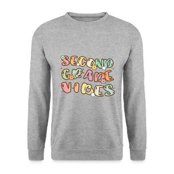 Second Grade Vibes - Back to School - Unisex Sweatshirt - salt & pepper - Front - Alina (178cm) & Michal (187cm)