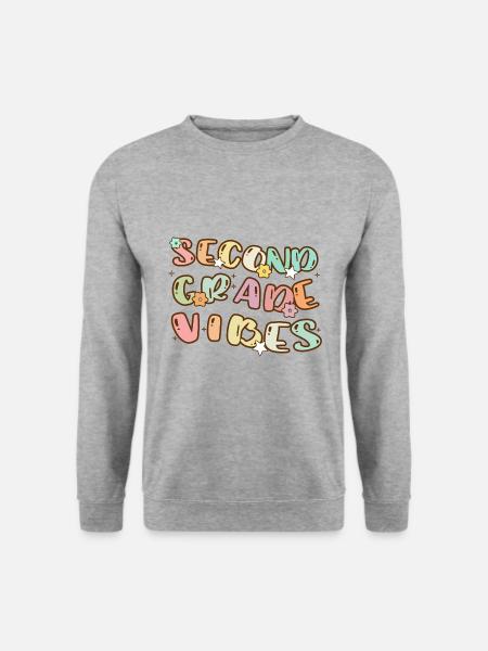 Second Grade Vibes - Zurück zur Schule - Unisex Pullover - Weißgrau meliert
