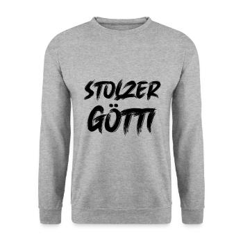 Stolzer Götti Bester Götti der Welt Patenonkel - Unisex Pullover - Weißgrau meliert - Vorne - Alina (178cm) & Michal (187cm)