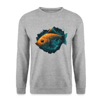 Fischkopf - Unisex Pullover - Weißgrau meliert - Vorne - Alina (178cm) & Michal (187cm)