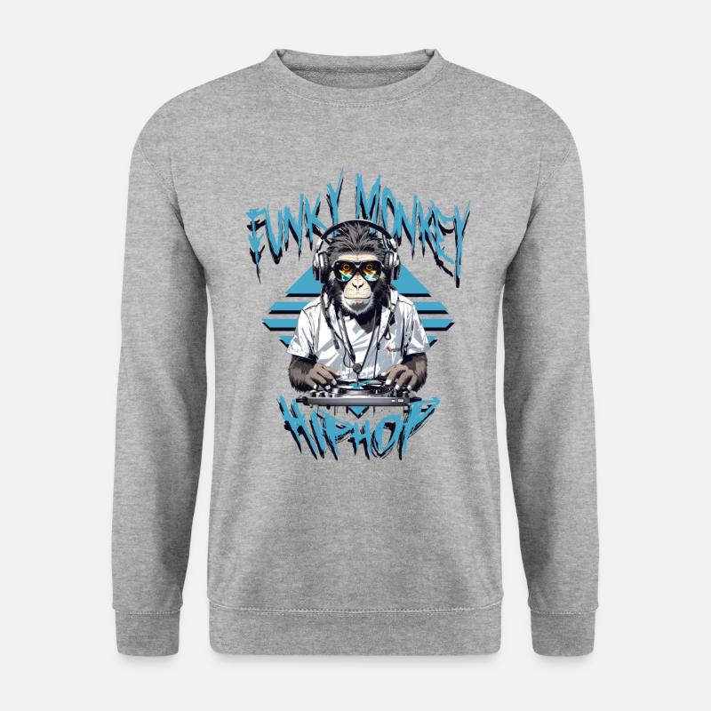 Affen Hip Hop - Unisex Pullover - Weißgrau meliert