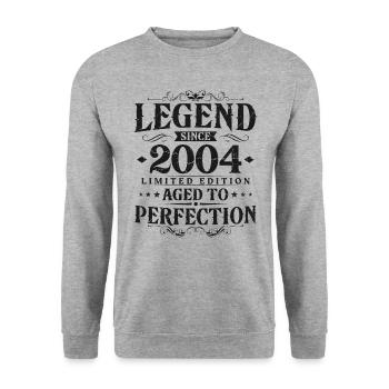 Légende depuis 2004 Vintage Born Anniversaire - Sweat-shirt Unisexe - gris chiné - Devant - Alina (178cm) & Michal (187cm)