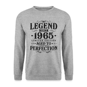 Légende depuis 1965 Vintage Born Anniversaire - Sweat-shirt Unisexe - gris chiné - Devant - Alina (178cm) & Michal (187cm)