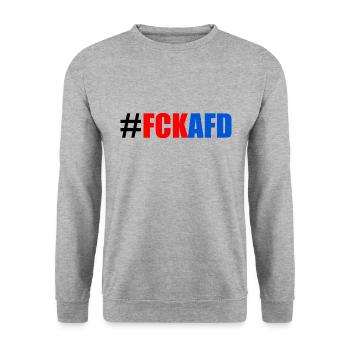 Fck afd - Unisex Pullover - Weißgrau meliert - Vorne - Alina (178cm) & Michal (187cm)
