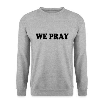 We pray - Unisex Pullover - Weißgrau meliert - Vorne - Alina (178cm) & Michal (187cm)